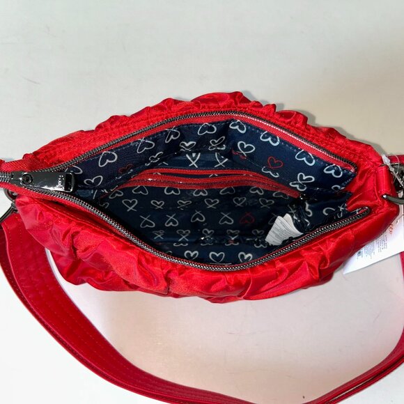 Lug Flounce Ruched Crossbody Bag Poppy Red Cherry Red - Picture 9 of 13